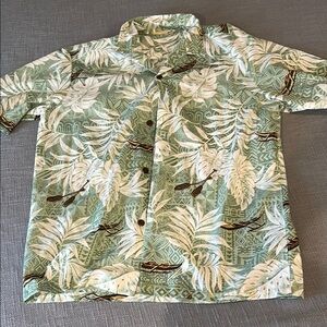 Tropical Green Leaf Print Men's Shirt